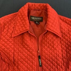 Old Navy Red Quilted Y2K Vintage Blazer Jacket 90s Minimalist Bold Collared XL‎